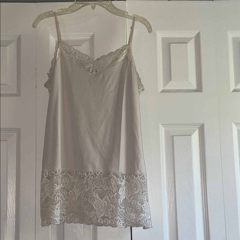 White House Black Market Lace Trim Slip in Cream